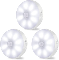 3-Pack Rechargeable Wireless Sensor Lights - LED Wall Night Lamps with Auto On/Off