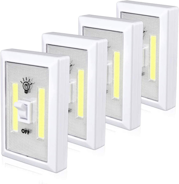 4-Pack Wardrobe Light - Super Bright Stick-On Battery Operated LED Lights for Closet, and Hallway