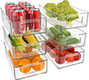 Stackable Fridge Organiser Set of 6 – Clear Plastic Kitchen Storage Boxes for Pantry & Cabinets