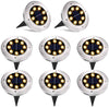 Solar Lights for Outdoor Garden/ Ground, 8 LED 8 Pcs | IP67 Waterproof, Solar Path Lights, - Warm (White)