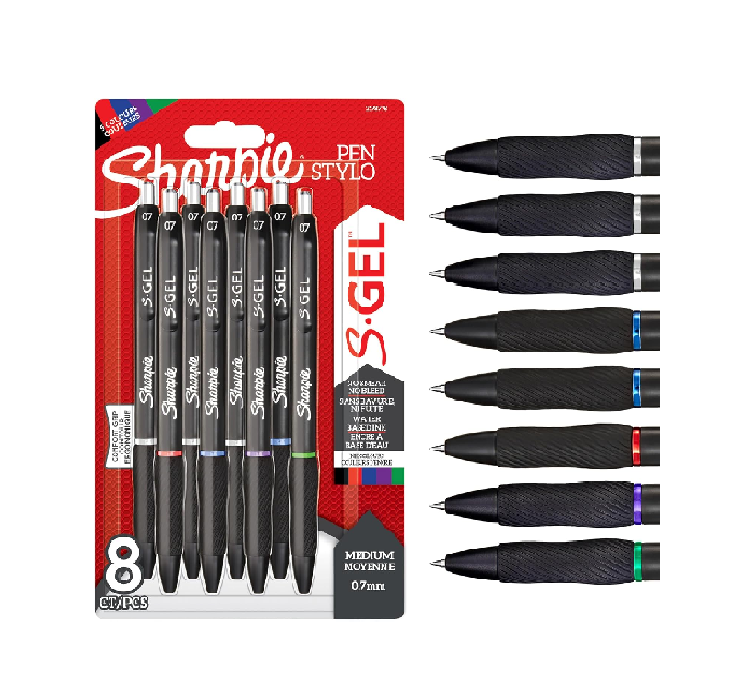 Gel Pens Set – 8 Pack Assorted Ink Colours, 0.7mm Medium Point Smooth Writing