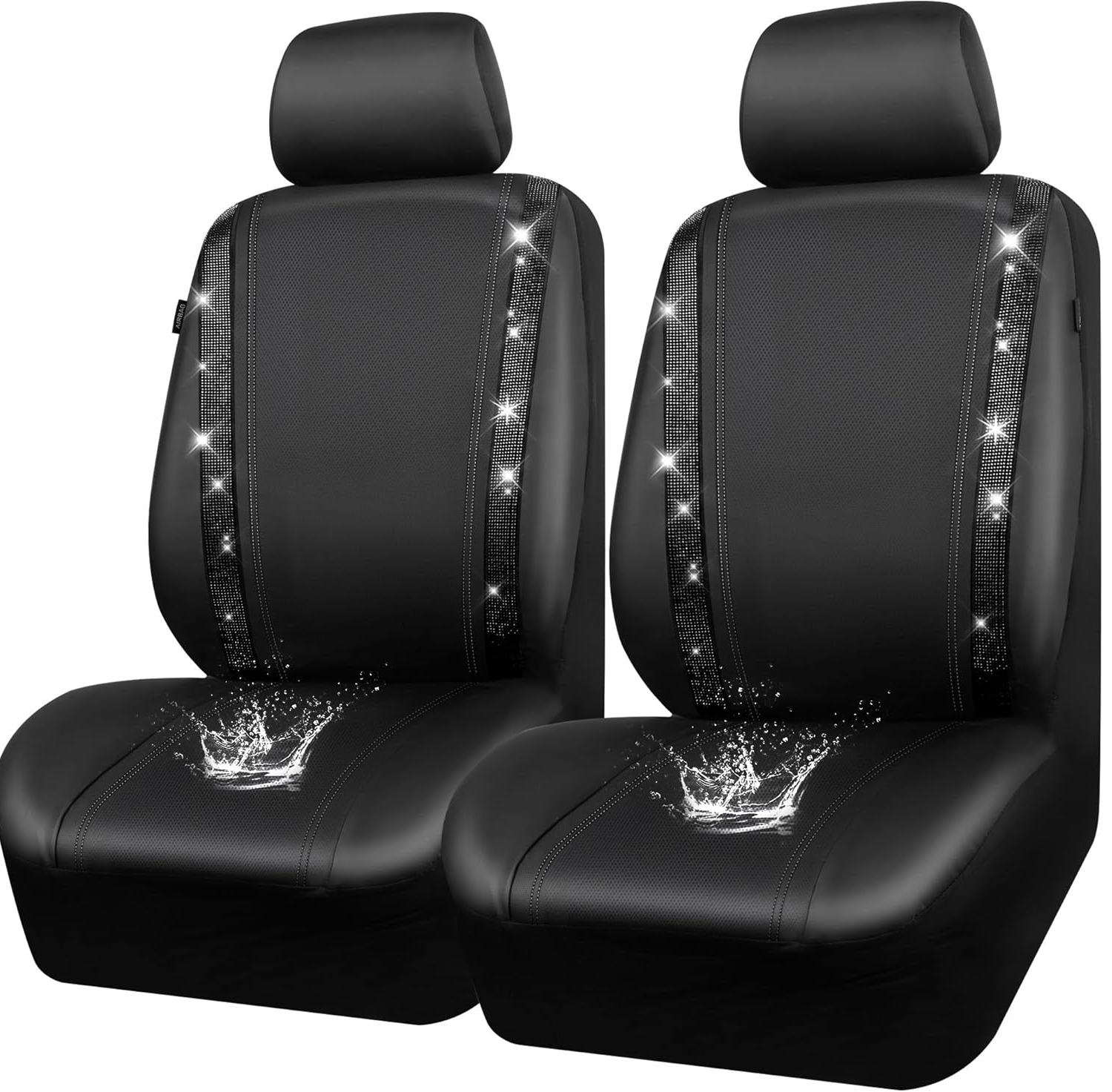 Luxury Bling Leather Car Seat Covers – 2PCS Front Shiny Diamond Set