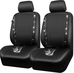Luxury Bling Leather Car Seat Covers – 2PCS Front Shiny Diamond Set