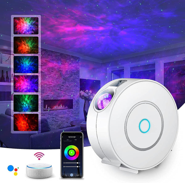 LED WiFi Galaxy Projector - Smart Night Light with 3D Star Projection, RGB Adjustment