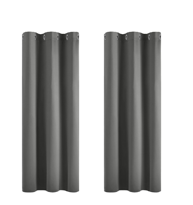 Light Grey Thermal Blackout Curtains – Eyelet Window Drapes 42x54 Inch, 2 Panels