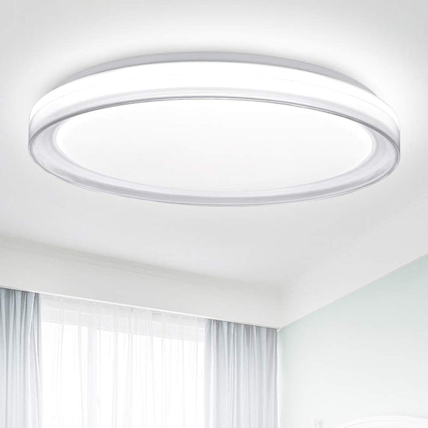 48W Dimmable LED Flush Ceiling Light, Modern with Transparent Edges, Remote Control