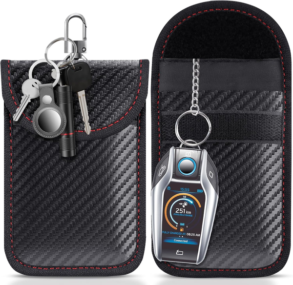 Car Key Signal Blocking Pouch – RFID Keyless Entry Anti-Theft Protection Case (2 Pack)