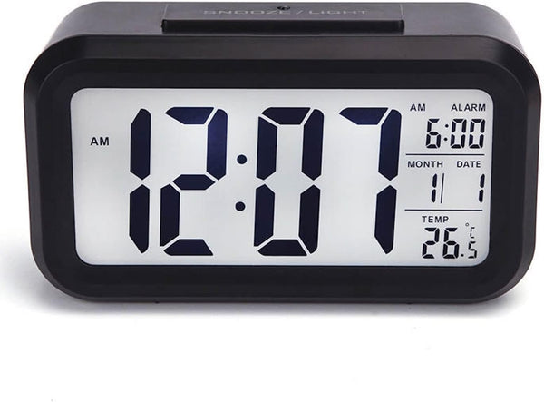 LED Digital Alarm Clock – Large LCD Display, Snooze, Temperature, Smart Brightness