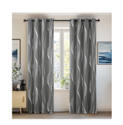 Foil Printed Grey Blackout Curtains – 46x54 Inch Thermal Eyelet Drapes, 2 Panels