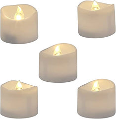 Realistic and Bright Flickering Flameless LED Tea Light Battery Operated Pack of 12, Electric Fake Candle in Warm White & Wave Open