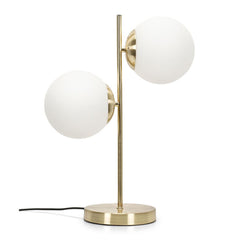 Gold Table Lamp Frosted Glass Globe Shades Living Room Bedroom Light LED Bulbs