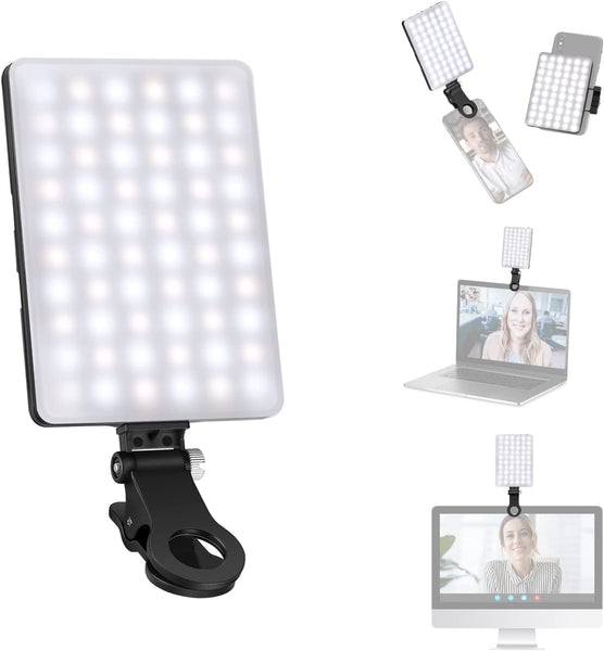 LED Video Conference Light Kit with Clip & Phone Holder for iPhone/Tablet/Laptop, Dimmable CRI 95+ with 3 Light Modes