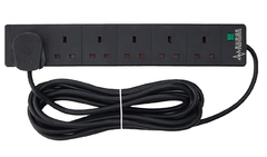 6 Gang 5M Extension Lead with Surge Protection, Black Power Strip – PELB1755