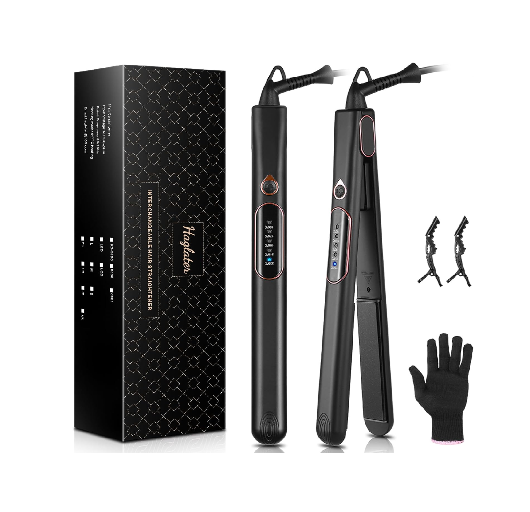 Haglater 2-in-1 Hair Straightener & Curler – Ceramic Flat Iron with LCD & Adjustable Heat
