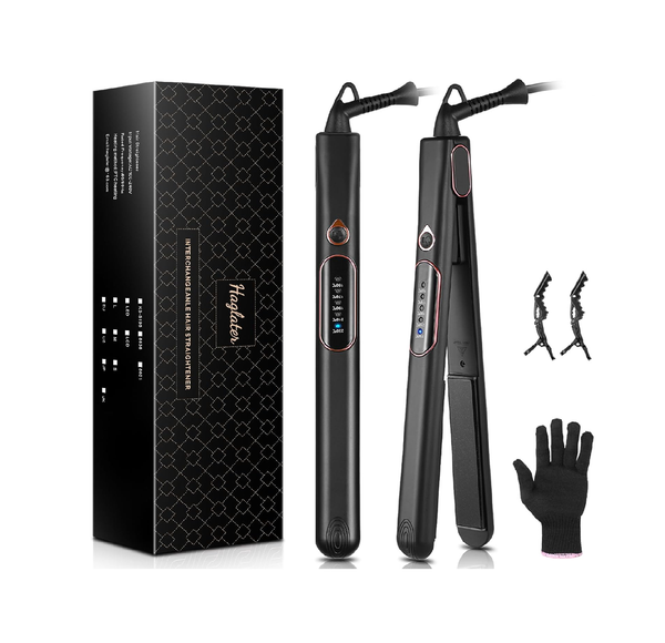 Haglater 2-in-1 Hair Straightener & Curler – Ceramic Flat Iron with LCD & Adjustable Heat