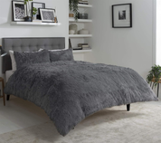 Snuggle Fluffy Duvet Cover Set King – Ultra Soft Warm Winter Bedding, Charcoal Grey