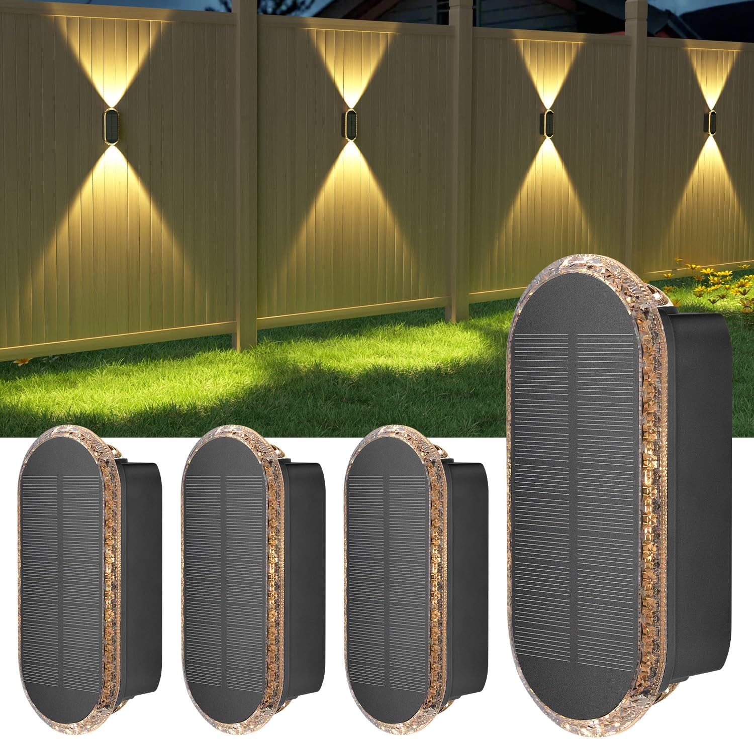 Solar Fence Lights – 4 Pack, 3 Color Options