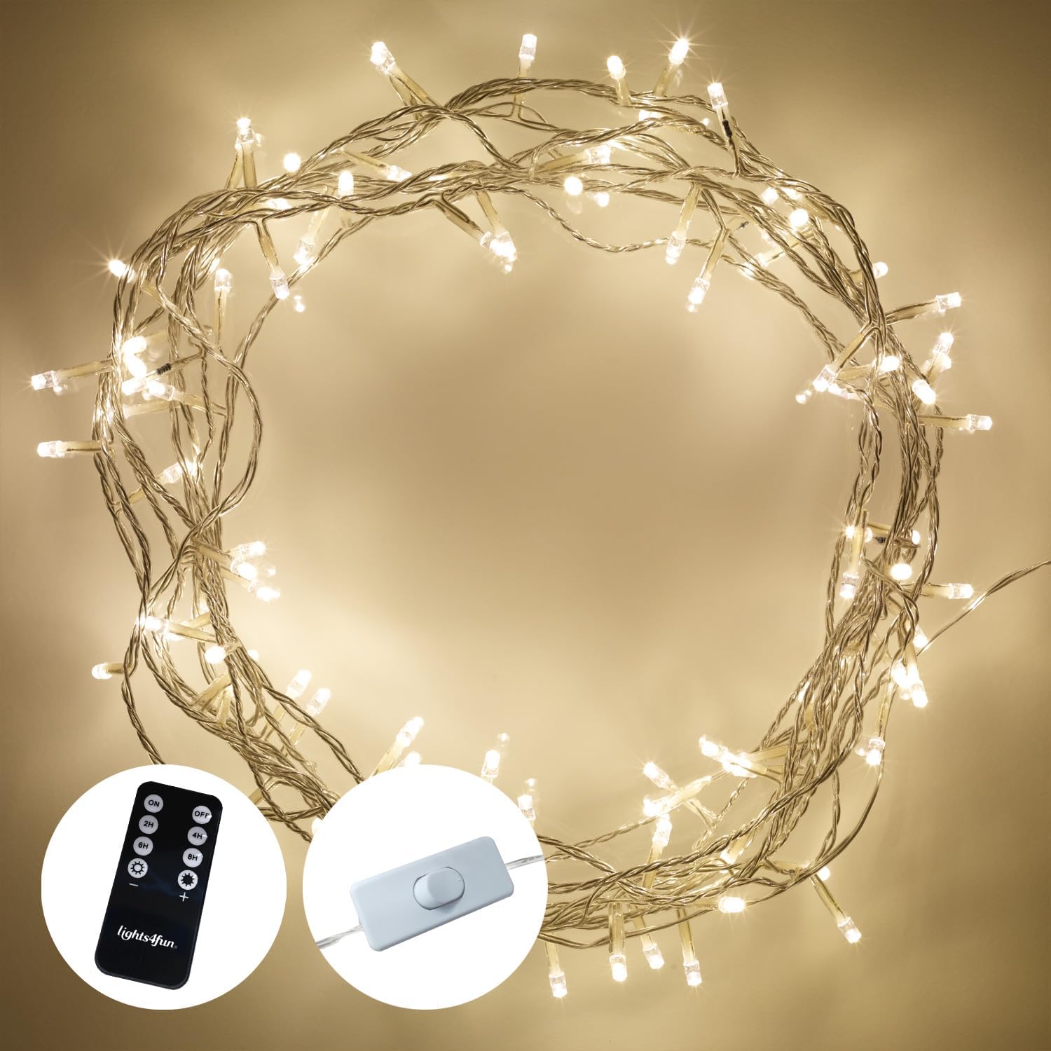 8m Plug-in Fairy Lights – 100 Warm White LEDs