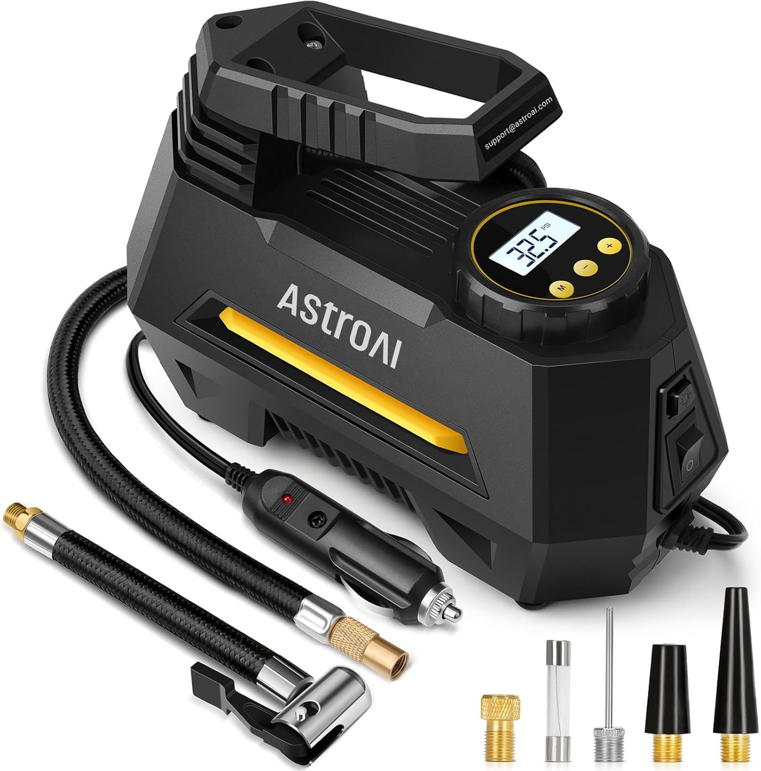 12V Portable Car Tyre Inflator – 100W Air Compressor Pump with Gauge & LED Light