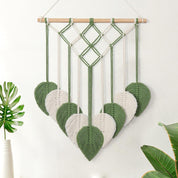 Macrame Green Leaf Boho Wall Hanging Tapestry Décor