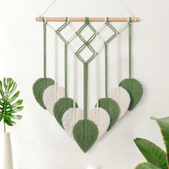 Macrame Green Leaf Boho Wall Hanging Tapestry Décor