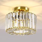 Gold Crystal Semi Flush Mount Ceiling Light, Modern Industrial Fixture