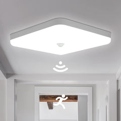 LED Ceiling Light with Motion Sensor 30W 2400LM Daylight White 6500K Square Ceiling Lamp with PIR Motion Detector