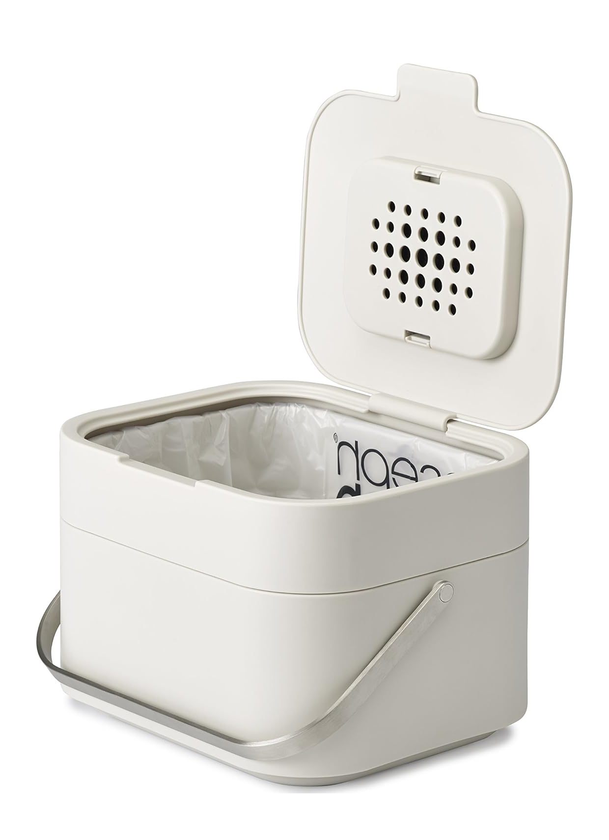 Joseph Joseph Stack 4L Kitchen Compost Caddy – Odour-Control Food Waste Bin, Stone