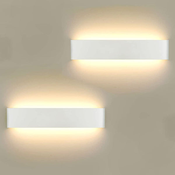 LED Wall Lights Indoor,2 Pack 16W Aluminum Wall Lamps 3000K Warm White Modern Style Up and Down Wall Light (White)