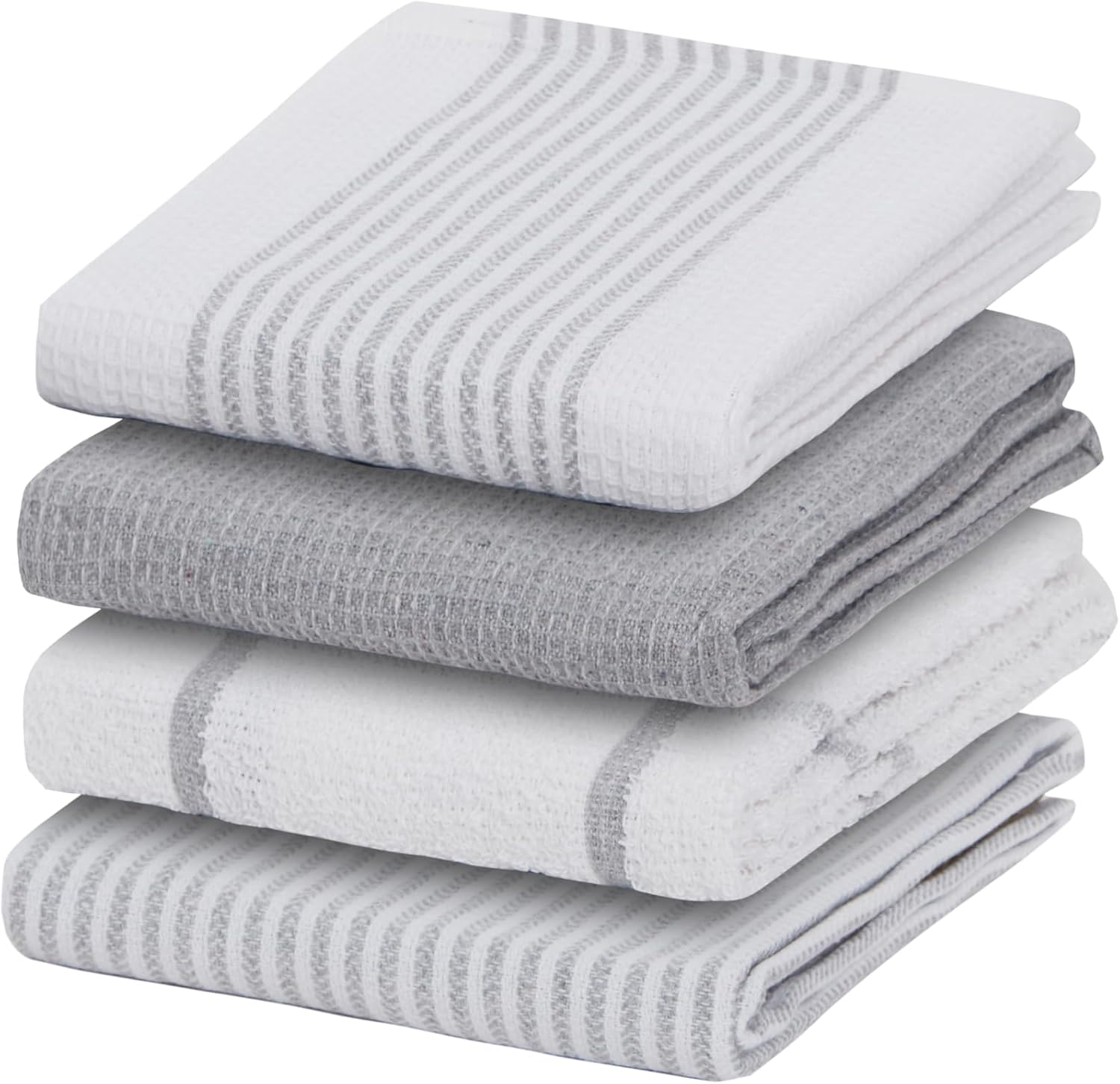 4 Pack Cotton Tea Towels – Absorbent & Durable Kitchen Dish Cloths, Silver