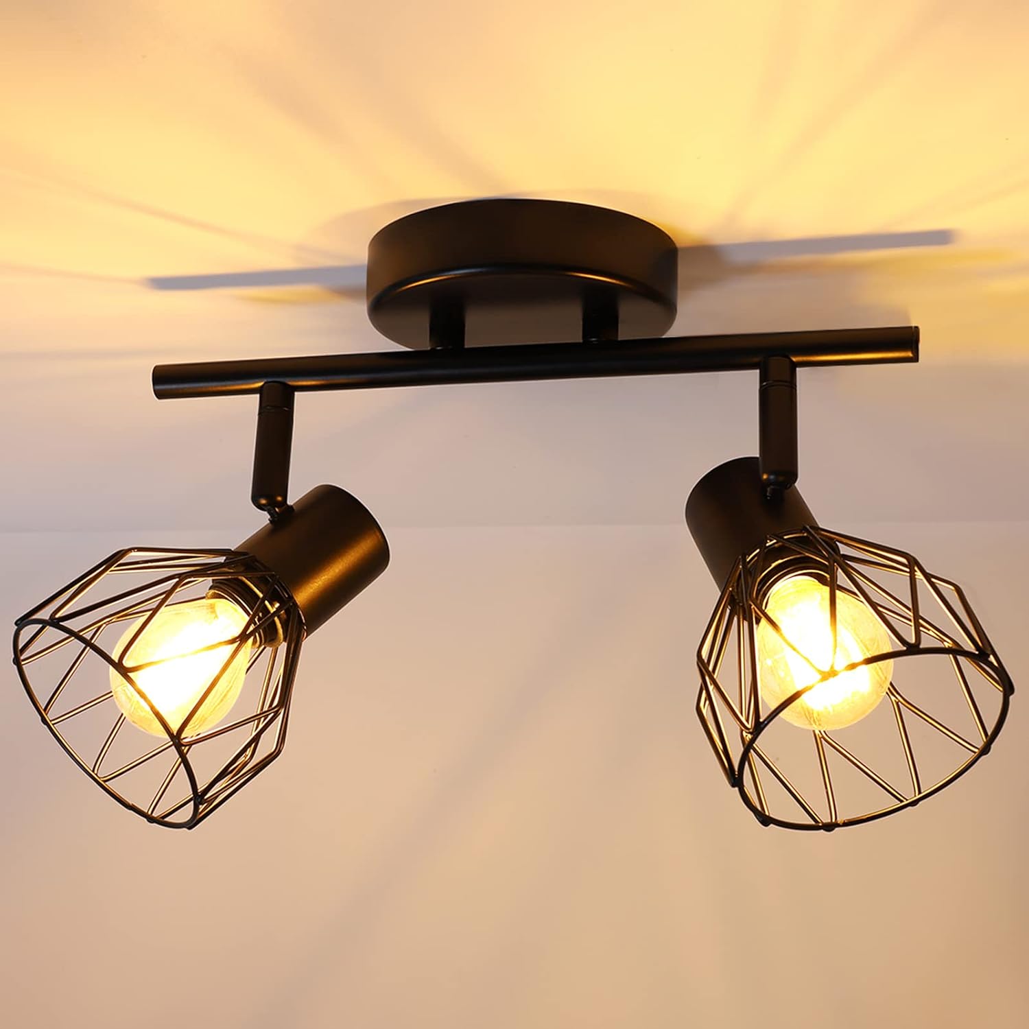 Adjustable Spot Light Fittings - Black Wall Spotlights with E14 Base, 2-Way Ceiling Light Bar