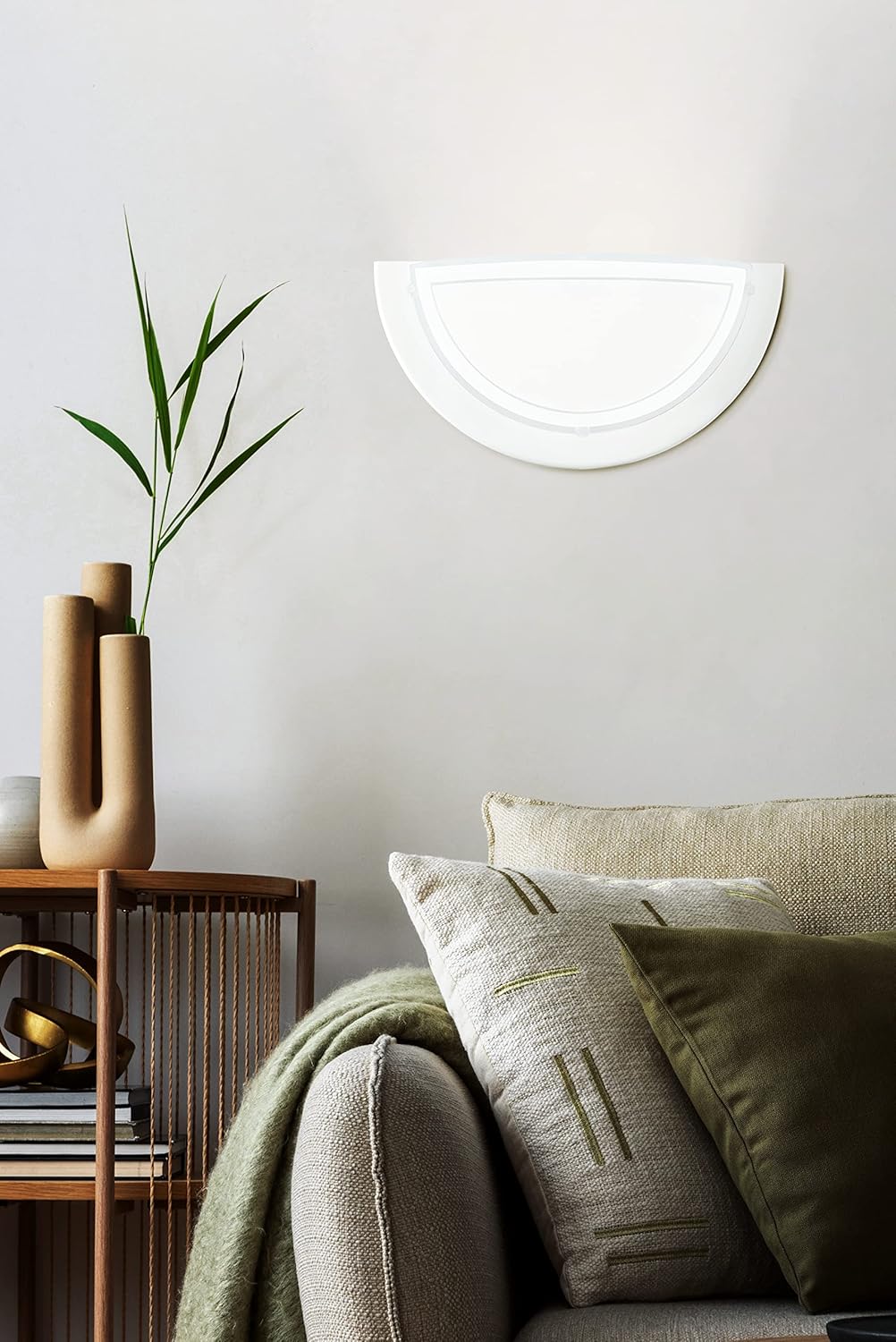 White Steel & Glass Wall Light with E27 Socket