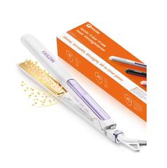 2-in-1 Hair Straightener & Curler – Fast Heating Titanium Flat Iron with 3D Floating Plates (White)