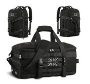 3-in-1 Tactical Gym Duffle Bag – Travel Backpack with Shoe & Wet Compartments, Black