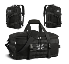 3-in-1 Tactical Gym Duffle Bag – Travel Backpack with Shoe & Wet Compartments, Black