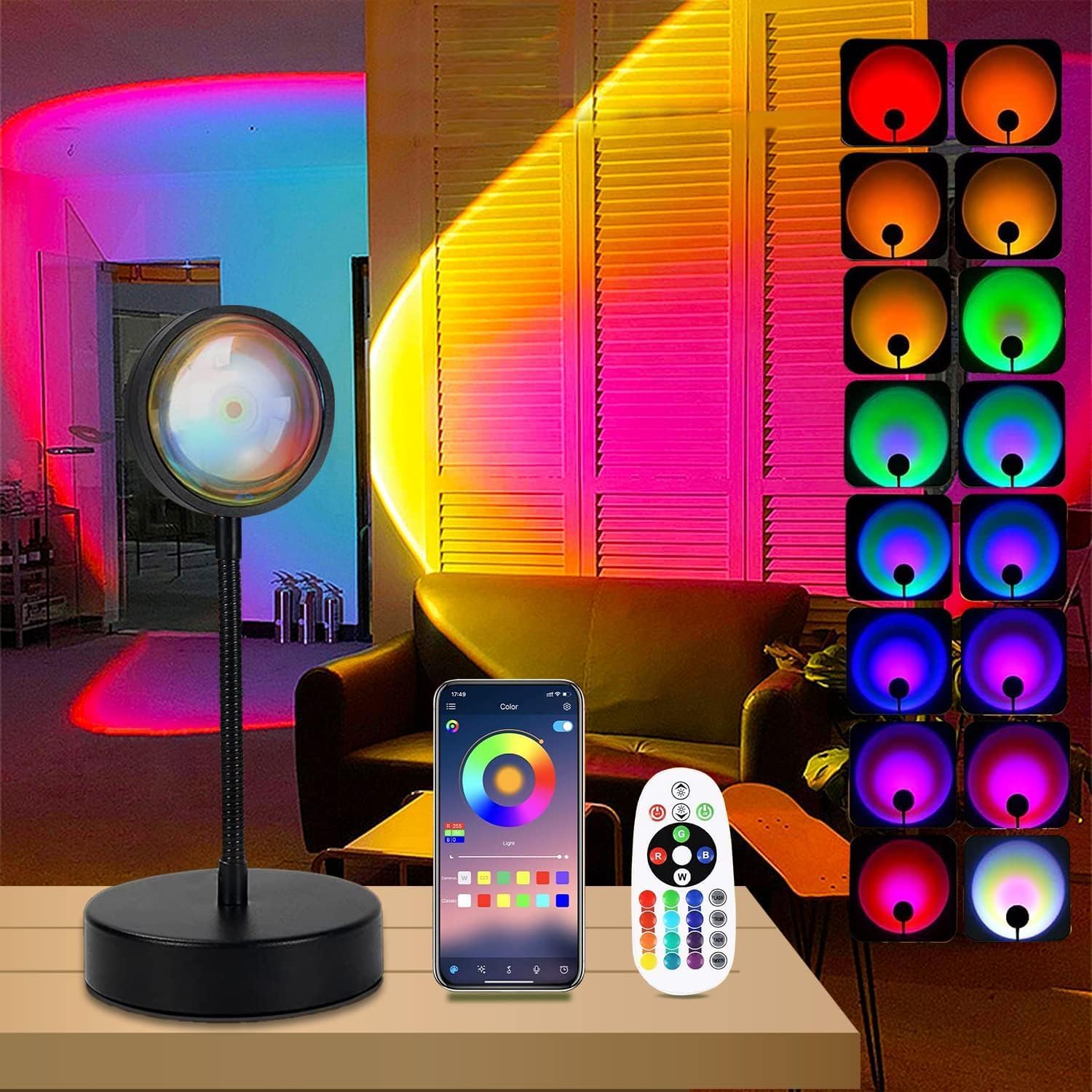 Sunset Projection Lamp with 16 Colors and Timer