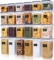 24-Piece Airtight Food Storage Container Set – BPA-Free Plastic Kitchen Canisters with Labels, Black