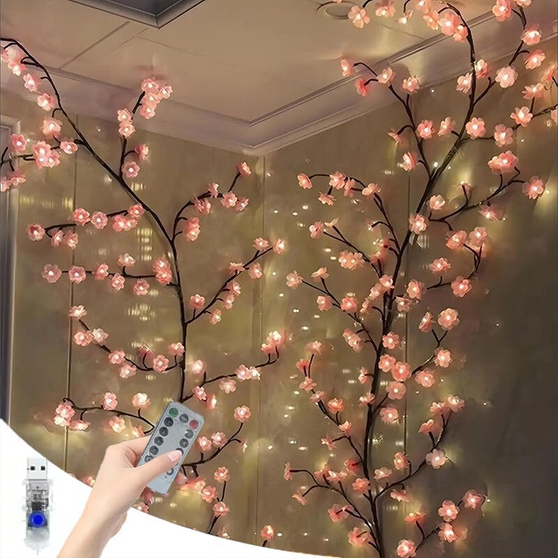 Cherry Blossom Vine Fairy Lights with Remote