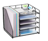 5-Tier Mesh Desk Organiser with File Holder – Office Paper Tray & Storage Rack