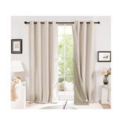 Pale Khaki Thermal Blackout Curtains – Eyelet Insulated Drapes W46 x L72 Inch