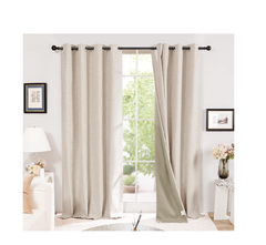 Pale Khaki Thermal Blackout Curtains – Eyelet Insulated Drapes W46 x L72 Inch