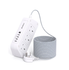 6 Way Extension Lead with 5 USB Ports (1 USB-C), 5M Braided Cable, 3250W Surge Protected