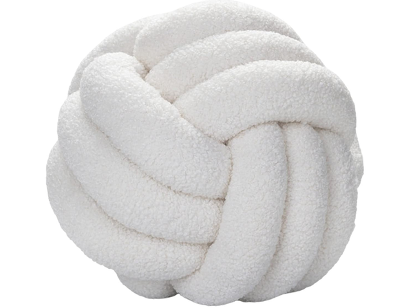 Bigougem Knot Ball Pillow – Soft Hand-Woven Velvet Cushion for Sofa & Bedroom, Beige