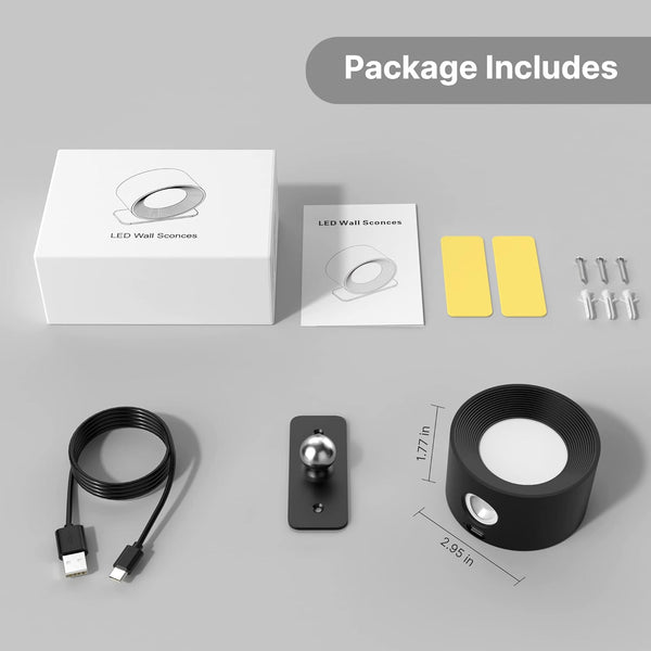 LED Wall Light with 3 Color Modes & Brightness Levels