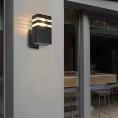 Square Shape LED Up Wall Lights, Waterproof Outdoor Garden Porch Sconce Door Wall Lamp | 2 Layers