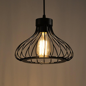 Industrial Retro Cage Ceiling Pendant Light, Vintage Hanging Lighting Fixture for Kitchen, Dining, and Loft Spaces
