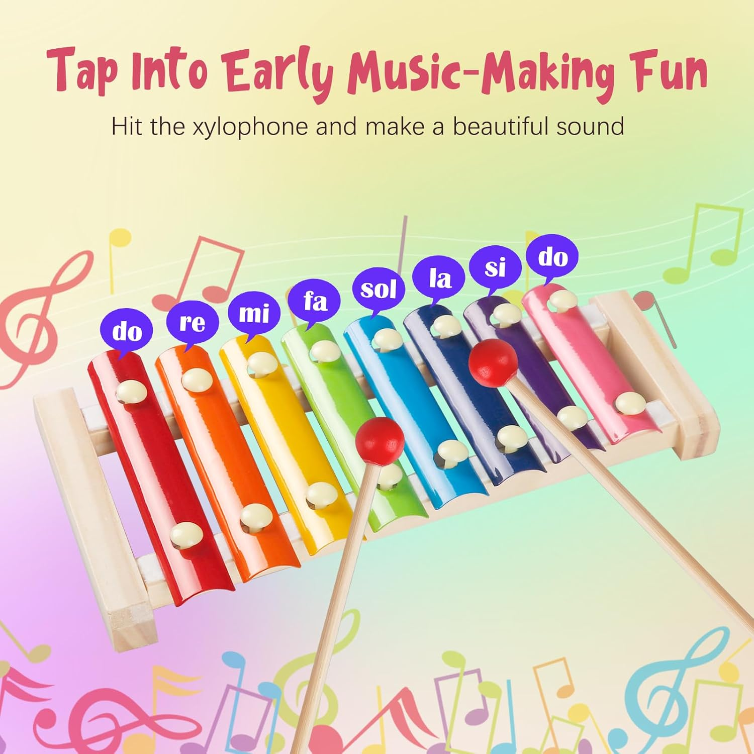 Aliex 6-in-1 Montessori Baby Toy – Stacking Rings, Blocks, Shape Sorter & Xylophone, 12+ Months