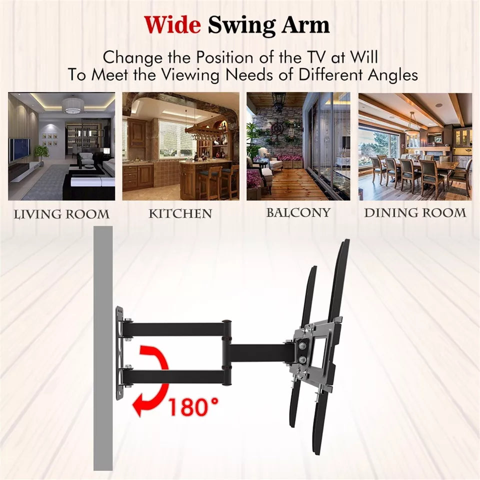32"-65" Heavy Duty Tilt Corner TV Mount Flexible Full Motion Swing Arm Bracket