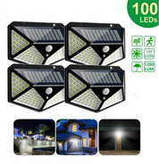 100 LED Solar Security Light, PIR Motion Sensor Wall Light, 3 Modes, 270° Wide Angle, IP65 Waterproof for Outdoor Garden Fence Yard & Pathway