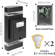 Modern Outdoor Wall Light with Up Down LED Bulbs